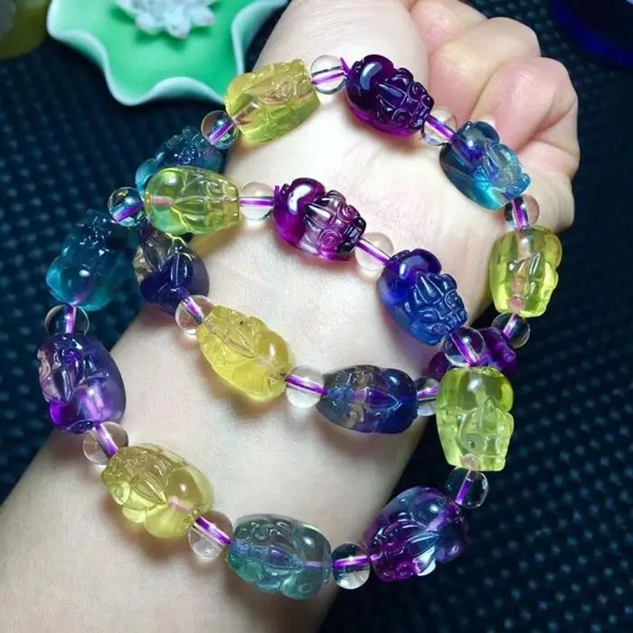 Bracelet de perles en Quartz Fluorite pour hommes et femmes