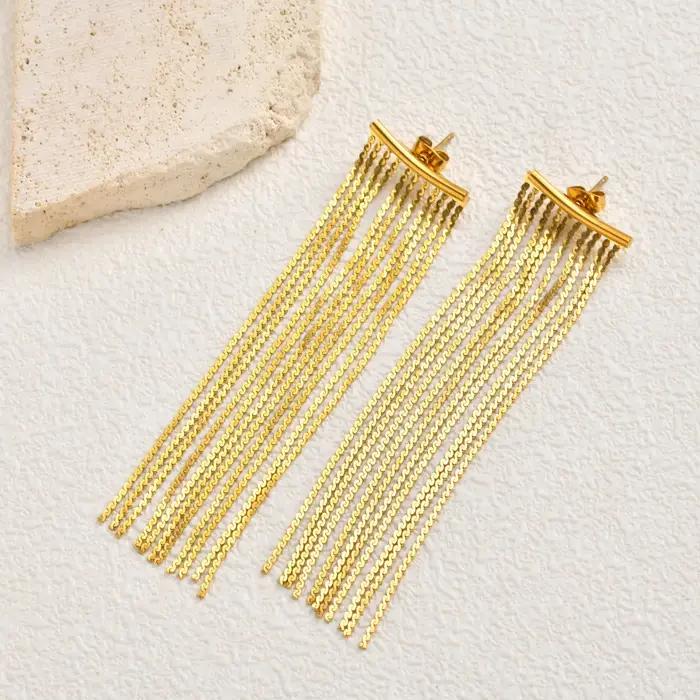 Boucles d'oreilles à pampilles à longues franges pour femmes