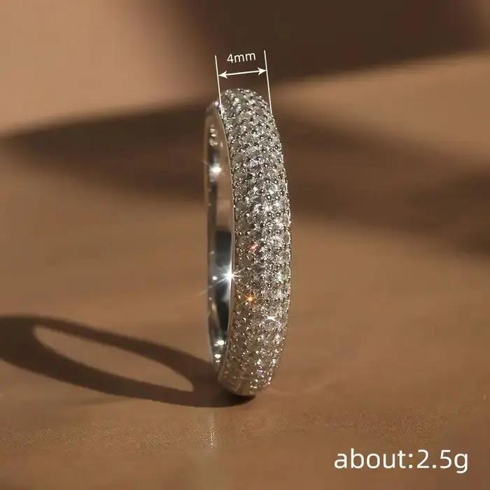 Bagues pour femmes en argent sterling 925 avec demi-diamants CZ