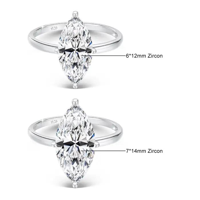 GRA 2/3CT Moissanite bague de fiançailles pour femmes homme Marquise coupe VVS1 925 argent scintillant diamant bijoux pour cadeaux de mariage