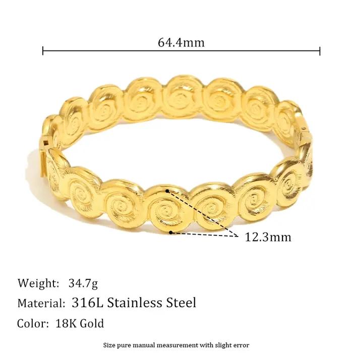E.B.belle – Bracelet conque créative en acier inoxydable plaqué or 18 carats