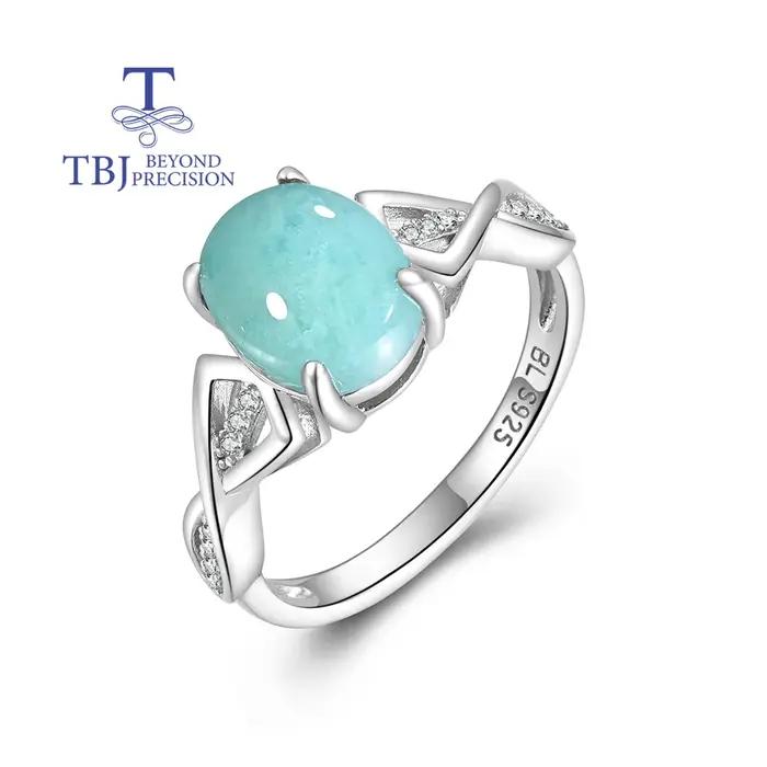 Magnifiques bagues ovales naturelles en amazonite, 2,97 ct, 8x10mm, en argent sterling 925, pierres précieuses réelles, bijoux fins pour cadeaux d'anniversaire pour femmes