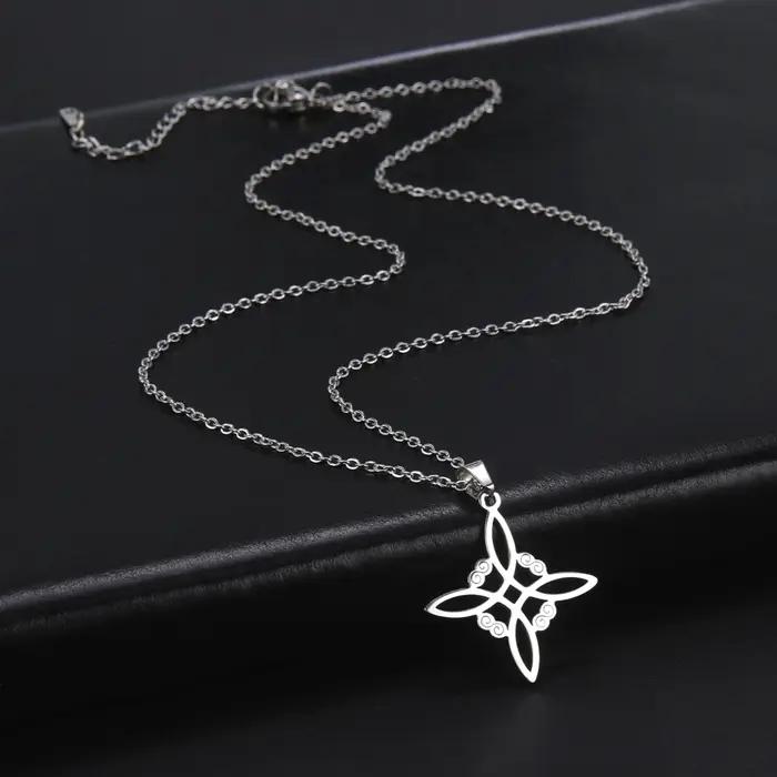 Skyrim Wicca sorcellerie noeud de sorcière collier en acier inoxydable colliers ras du cou Vintage amulette surnaturelle bijoux cadeau pour les femmes