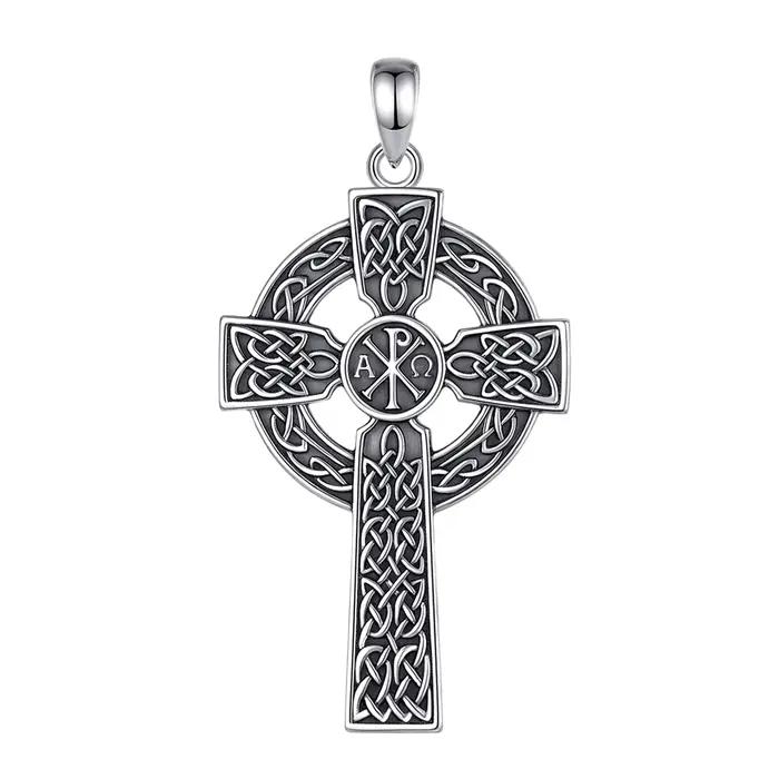 Eudora 925 argent Sterling noeud celtique croix collier Vintage Chi Rho pendentif chrétien religieux
