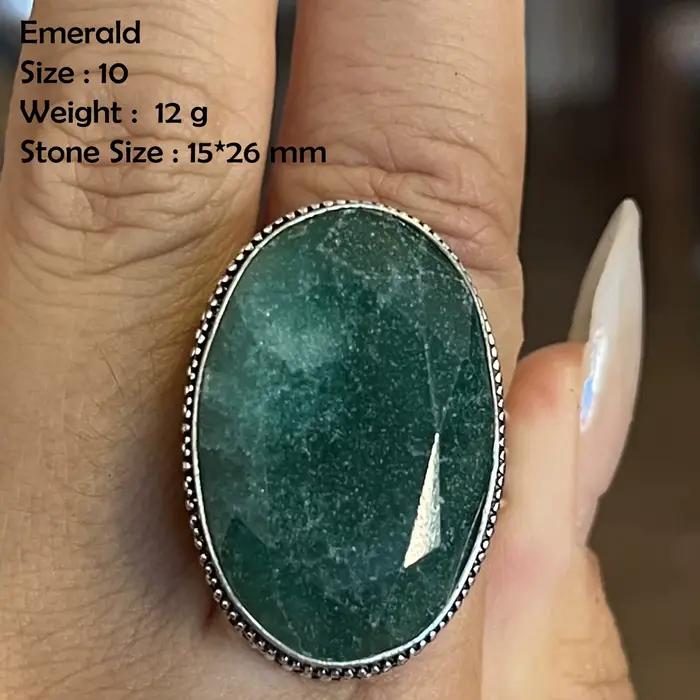 Bague en émeraudes véritables, bijoux fait à la main pour femmes, cadeau pour occasions spéciales et quotidiennes