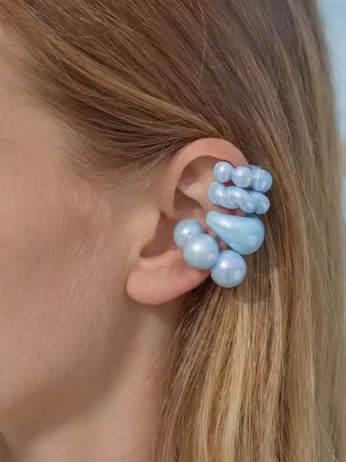 Ensemble de boucles d'oreilles en résine colorée pour femmes, clips d'oreille mignons sans perçage,