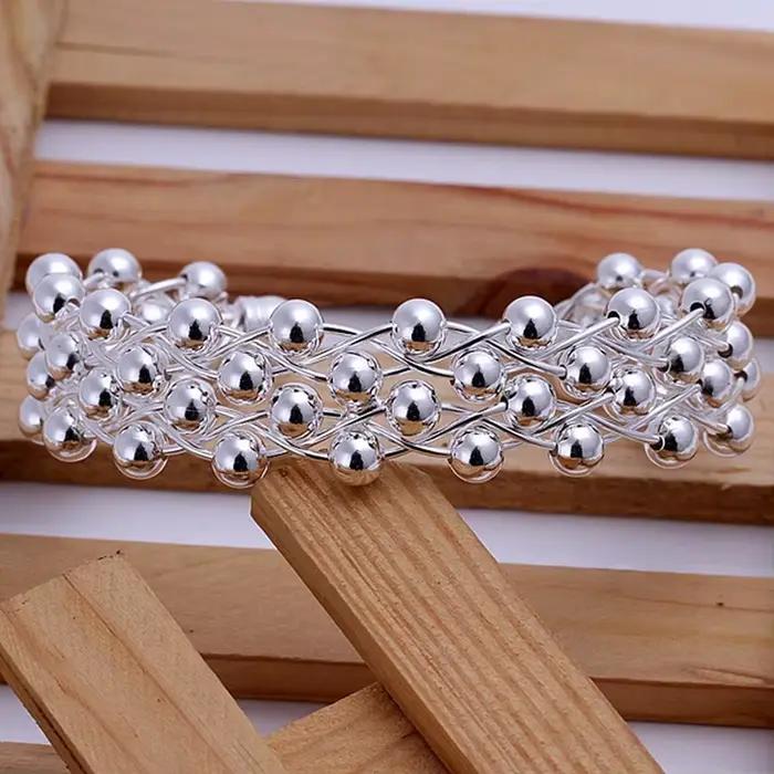 Vente en gros de bijoux pour femmes en argent sterling 925, bracelet exquis en forme de raisins sphériques pour femmes