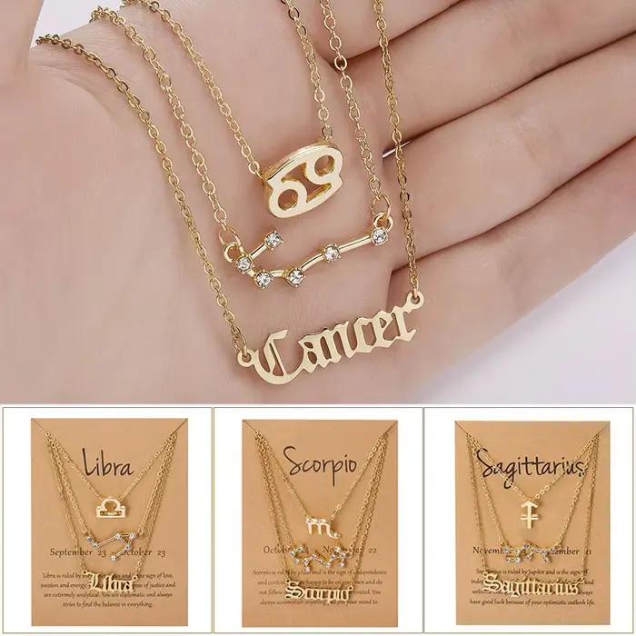 Collier des 12 Constellations à la Mode avec Pendentifs en Alliage de Zinc pour Femme Occasions Spéciales