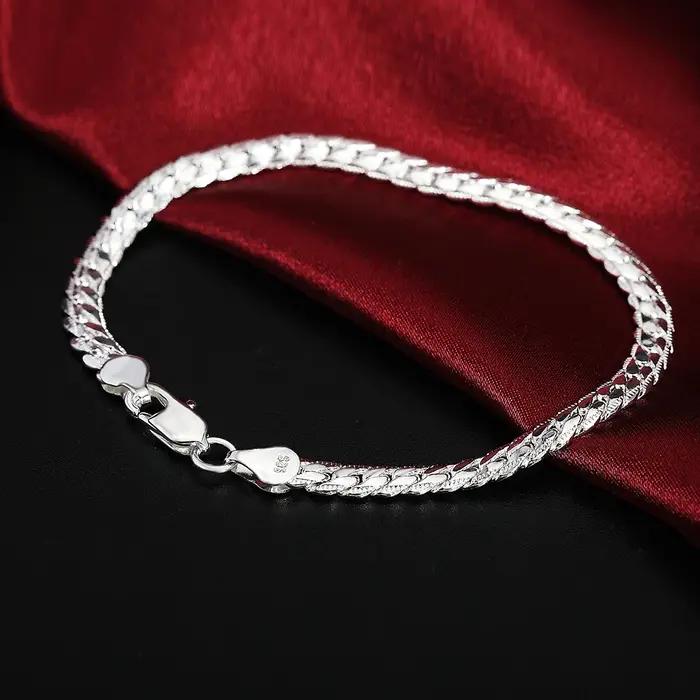 Bracelet chaîne cubaine en argent sterling 925