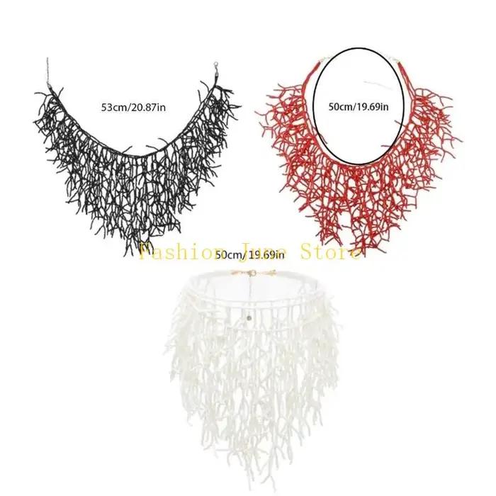 N5KA – collier en corail tissé à main, accessoire bijoux polyvalent pour dames