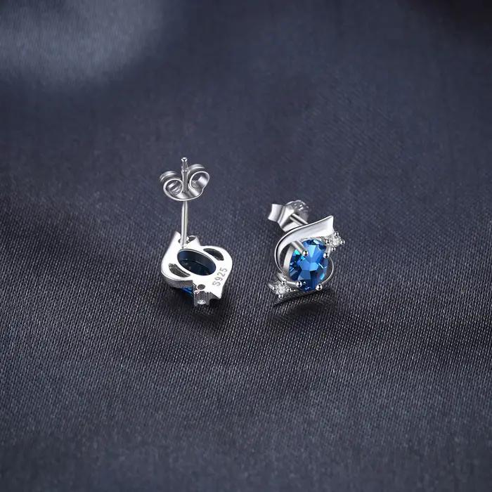 Boucles d'oreilles en topaze bleue de Londres naturelle et en argent Sterling 925 bijoux fins à la mode pour femmes occasions spéciales