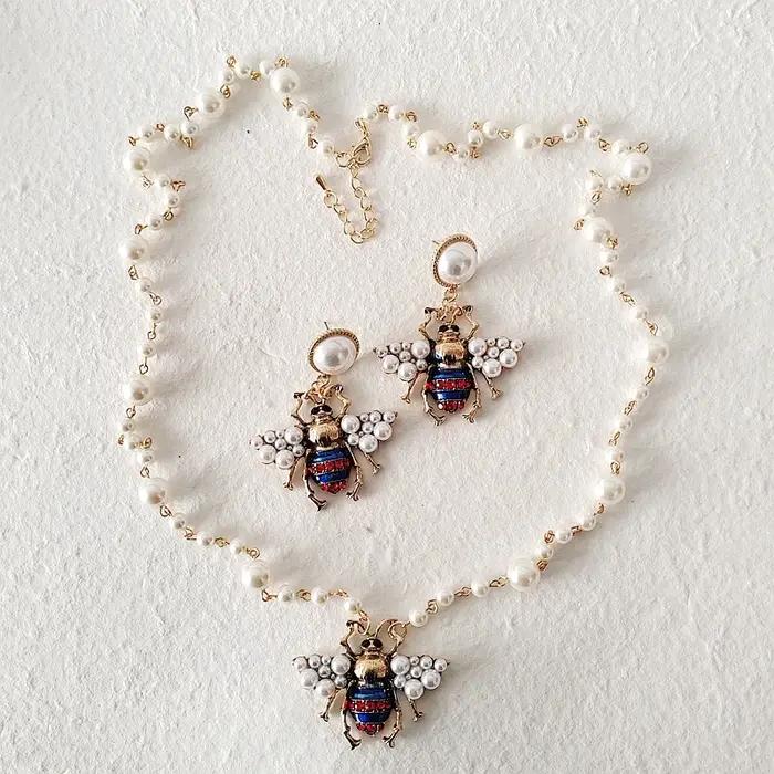 Ensemble de bijoux en cristal bleu marine pour femme