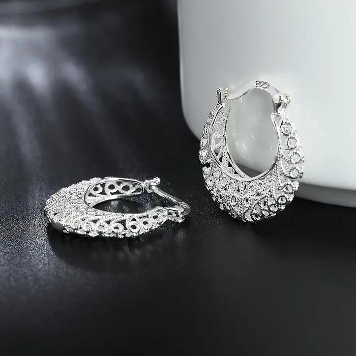 Petites boucles d'oreilles créoles en argent regardé 925 pour femmes