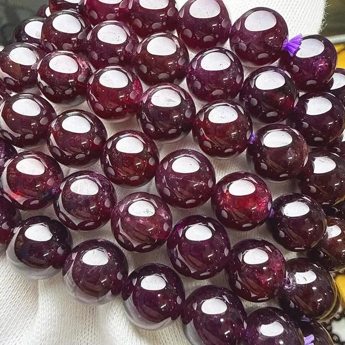 Bracelet de perles rondes en grenat violet naturel AAA