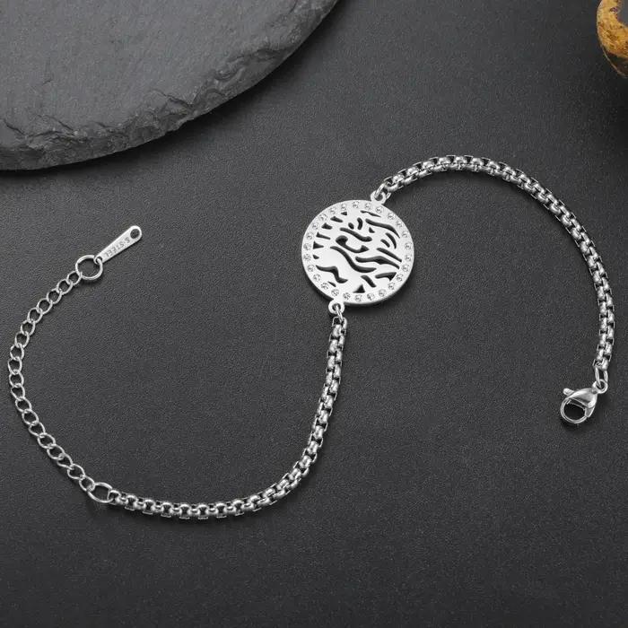 Kkjoy Bracelet en acier inoxydable fait à la main en or 18 carats avec breloque circulaire creuse