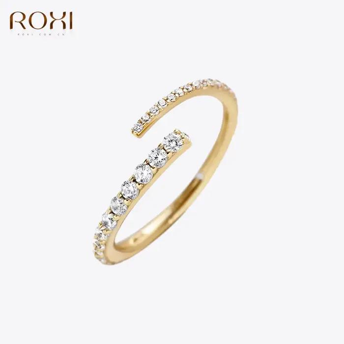 ROXI INS géométrie blanc Zircon anneau ouvert pour les femmes 925 en argent Sterling anneaux réglables bijoux Aros Plata 925 Mujer