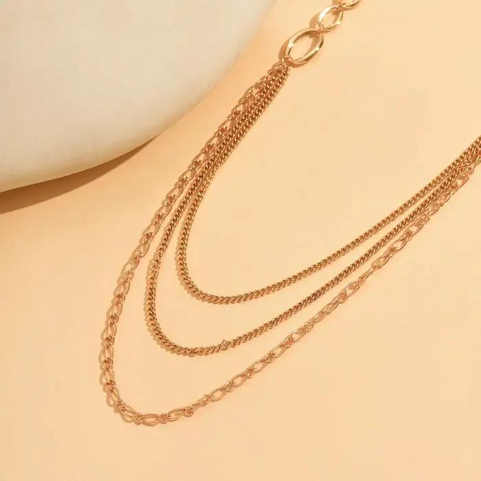 Collier à chaîne de perles multicouches avec pendentif long à franges