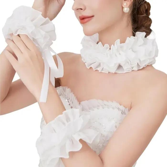 Ensemble de colliers et bracelets en dentelle pour femmes, ensemble de bijoux de Cosplay, col de Clo