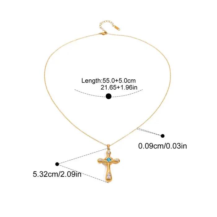 Yori – collier délicat avec pendentif croix en zircone cubique pour femmes
