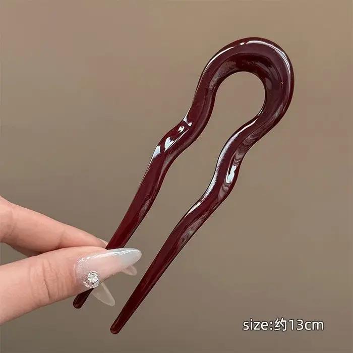 Nouvelle fourchette à cheveux en forme de U pour femmes, épingle à cheveux en acétate écaille de tor