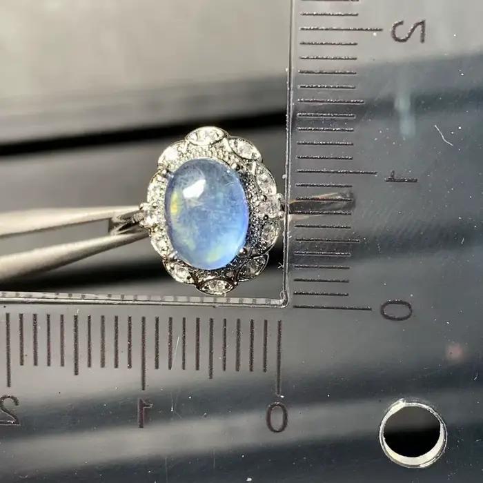 Bague aigue-marine naturelle réglable pour femmes, bijou romantique et mignon pour parties et cérémonies, pierre unique et éclat subtil