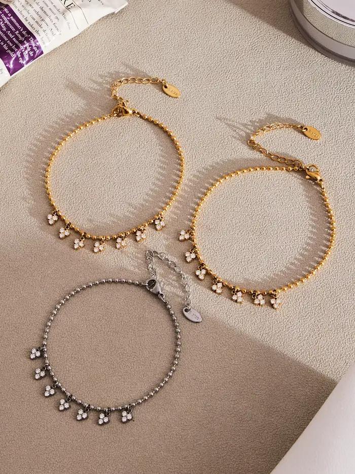 Nivora populaire brillant cubique zircone chaîne colliers Bracelets pour femme en acier inoxydable 18K PVD plaqué or fête charme bijoux