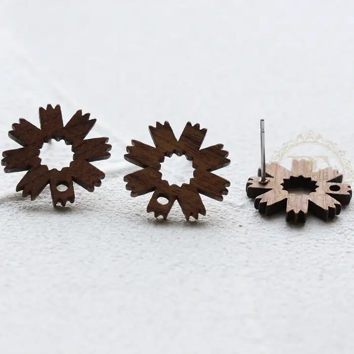 Fourniture de bricolage-2 pièces (une paire) pour la recherche de boucles d'oreilles en bois - Différentes formes (4762C-1)