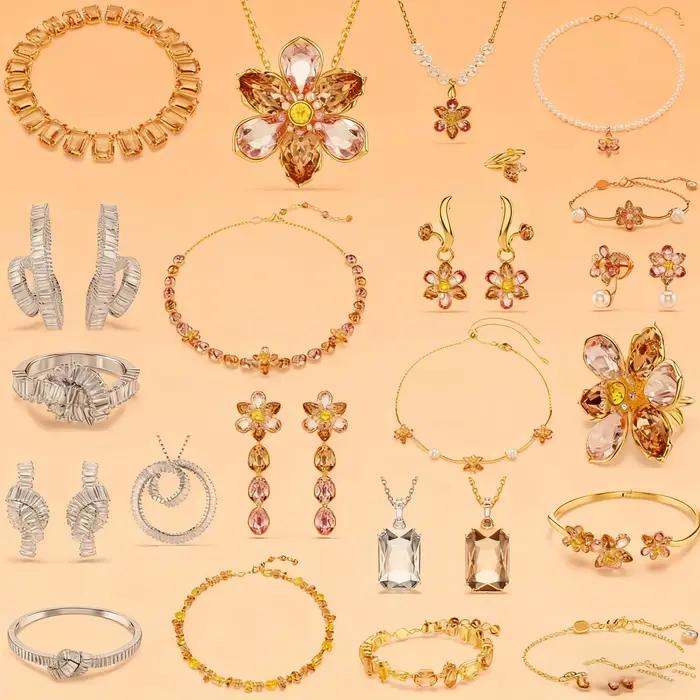 Ensemble de bijoux Flower Yang avec perles incrustées d'or et art floral pour femmes occasions spéciales elegance sophistication style unique