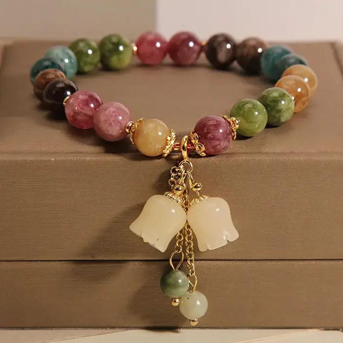 Bracelets avec pendentif orchidée en perles colorées pour femmes et filles