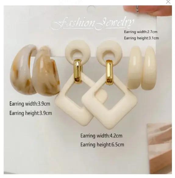 3 paires de boucles d'oreilles pendantes de Style rétro classique