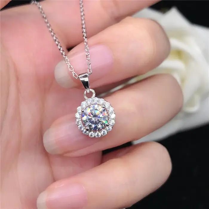 Pendentif en or blanc pur 18 carats pour femme