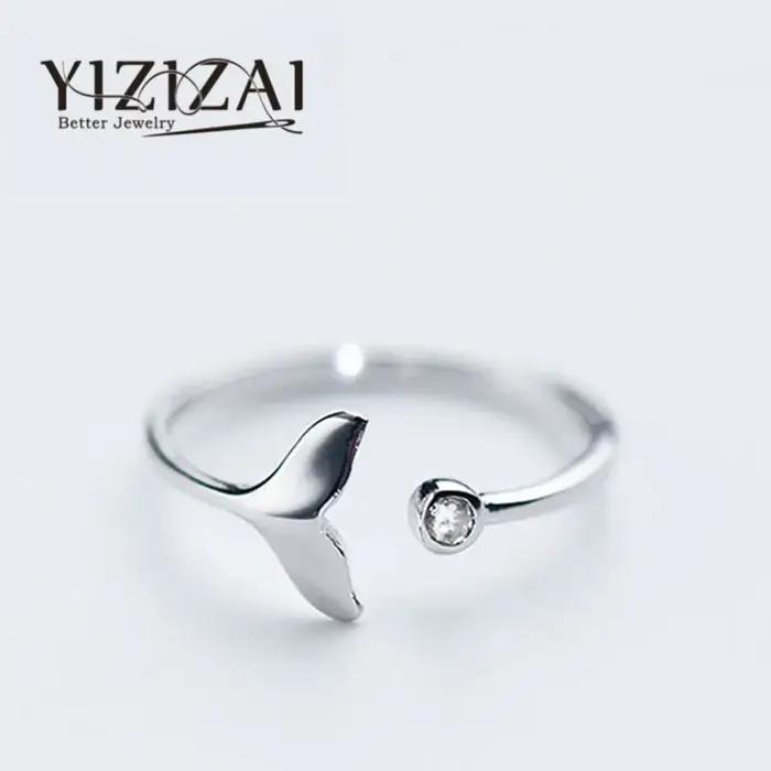 Bague Queue de Baleine Plaquée Argent pour Femme Mode Fantaisie Cocktail Anneau de Sirène Occasion Spéciale Engagement Fête Anniversaire Présent