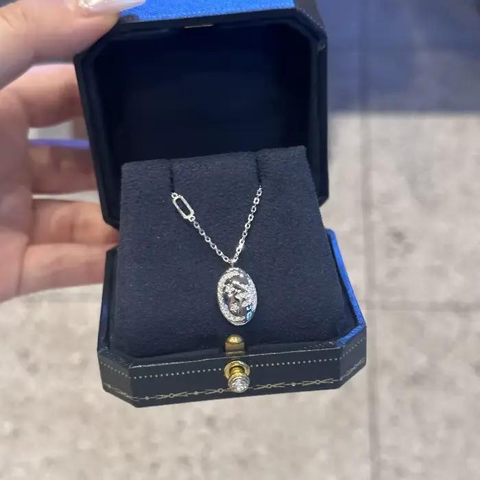 Collier Simple en argent 925 avec incrustation de diamant brillant, coquille de soleil et de lune, léger, de luxe, créatif, exquis, chaîne, bijoux de mariage