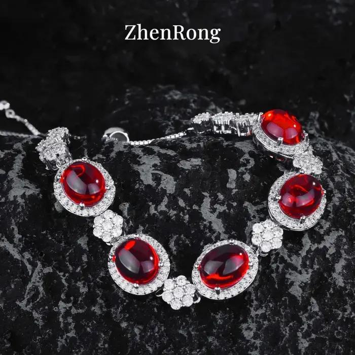 Nouvel ensemble luxueux de bijoux en rubis et zircon AAAA