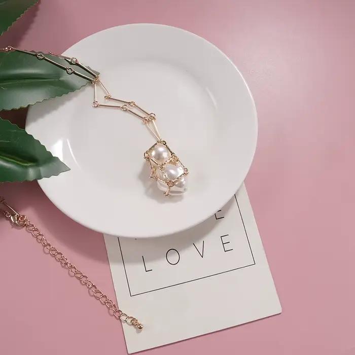 Collier Ras Du Cou Avec Perles En Cage Et Chaîne Satellite Bijou Tendance Pour Femme Occasions Spéciales Brunch Rendez-Vous Et Tenues Élégantes