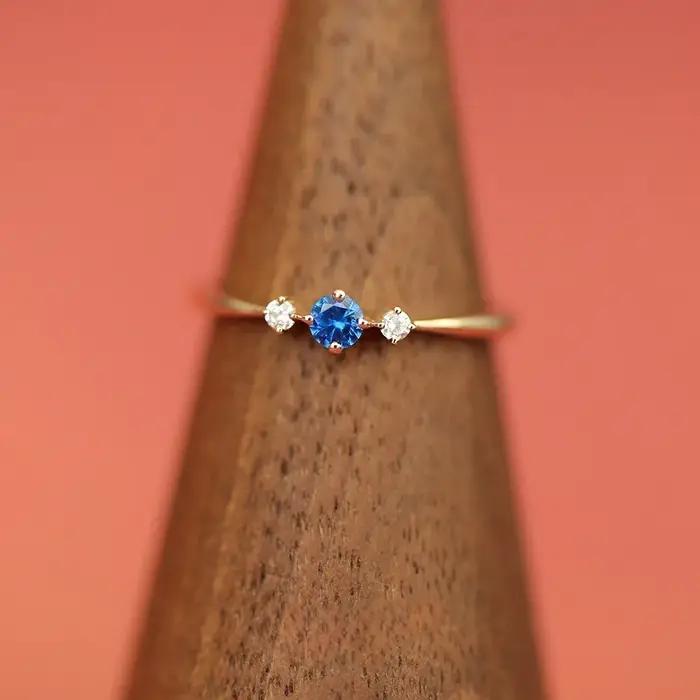 Bague en argent Sterling 925 plaqué or 14K pour femmes
