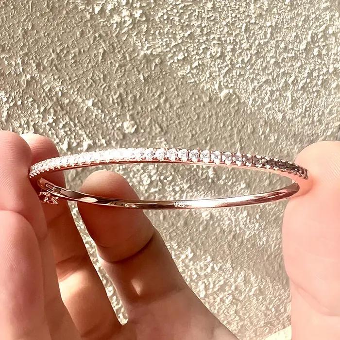 Marque chaude pur 925 bijoux en argent Sterling pour les femmes bracelet en or Rose