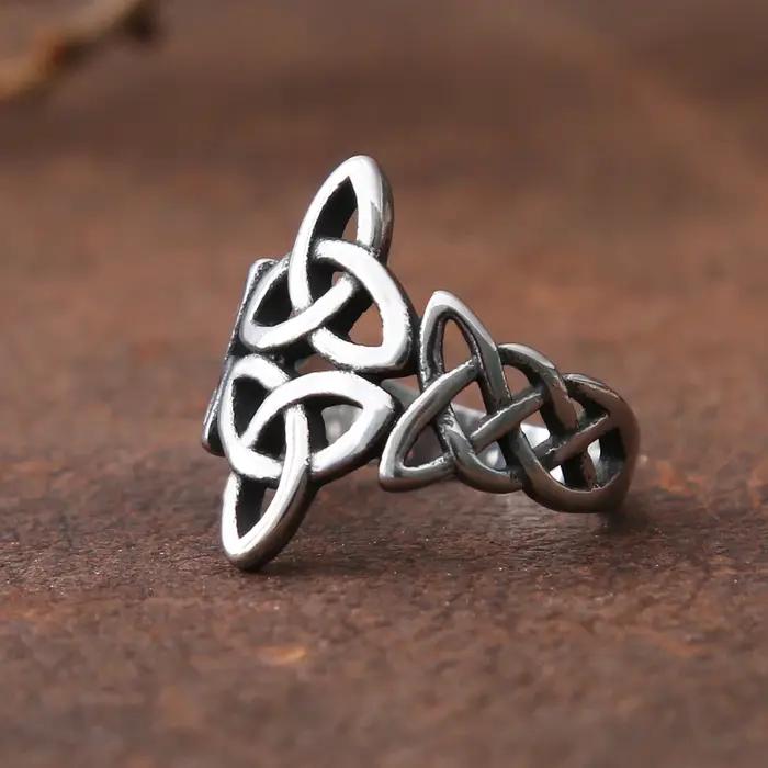 Triquetra celtique noeud anneau acier couleur nordique
