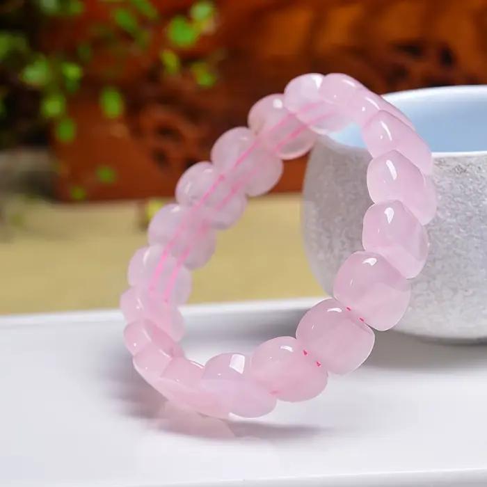 Bracelet en Quartz Rose naturel, bracelet en cristal naturel, cadeau de Festival, donnez aux parents et aux amis en cadeau, 1 pièce