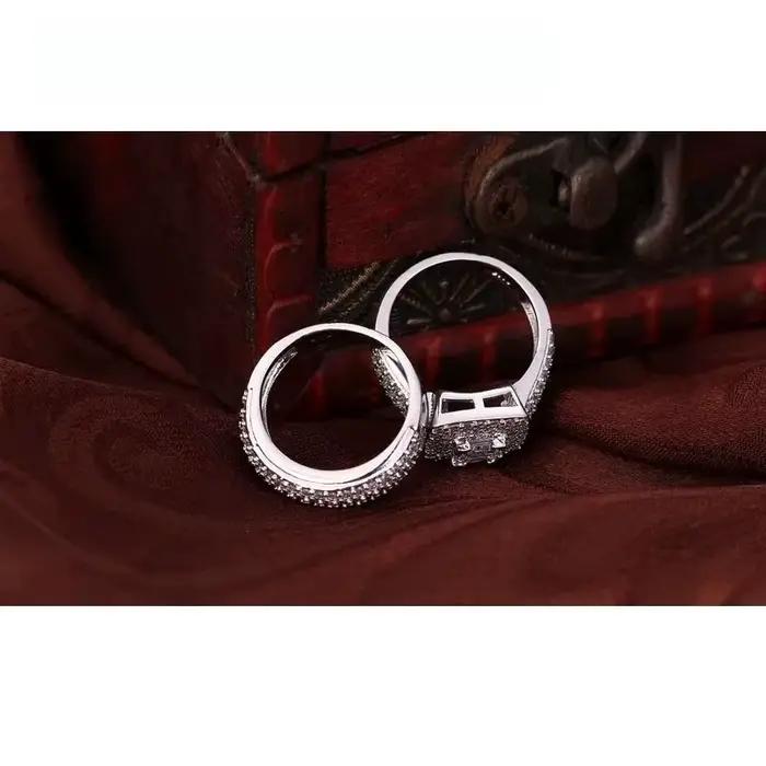 Bague de fiançailles couleur argent Sterling 925