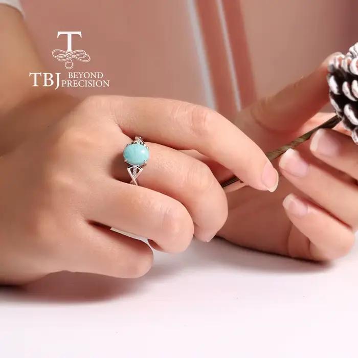Magnifiques bagues ovales naturelles en amazonite, 2,97 ct, 8x10mm, en argent sterling 925, pierres précieuses réelles, bijoux fins pour cadeaux d'anniversaire pour femmes