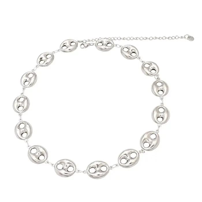 Collier chaîne à breloques en forme de grain de café pour femmes, ras du cou en acier inoxydable 316