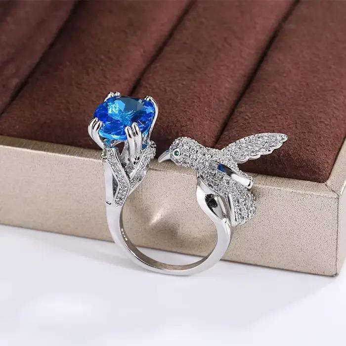 Bague créative en pierres précieuses colorées pour femmes