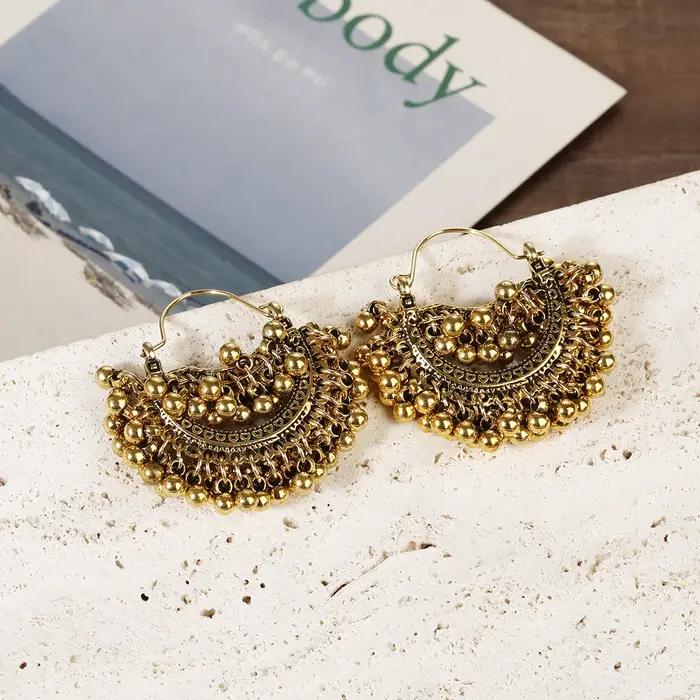 Boho Gold Document Beads Tassel Boucles d'oreilles pour femmes
