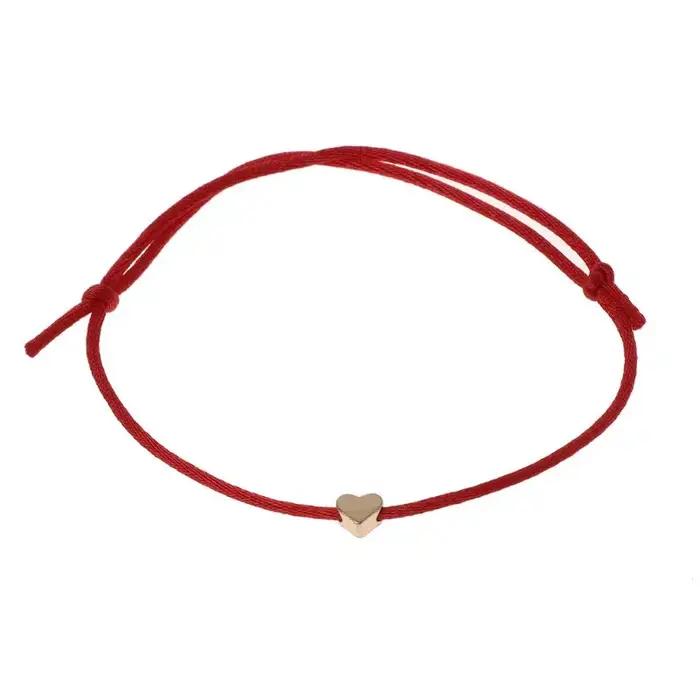 Bracelet à breloques cœur en cordon de coton et alliage protecteur pour homme et femme