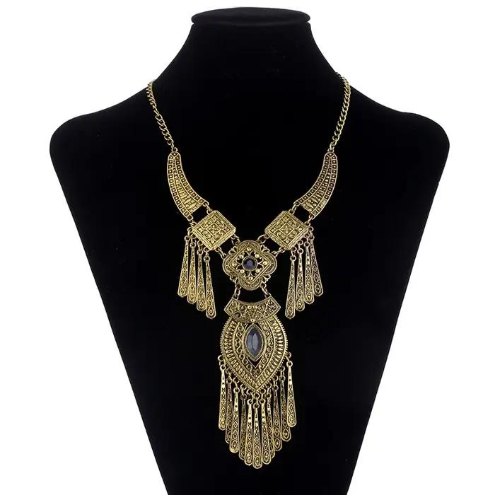 LOVBEAFAS mode bohème Collier ras du cou Vintage gland déclaration Maxi Long