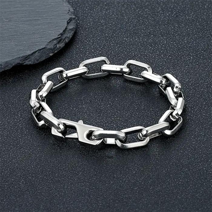 Breloque Simple Cuba O-chaîne en acier inoxydable avec design géométrique pour homme et femme, bracelet mode punk, tracker de bien-être