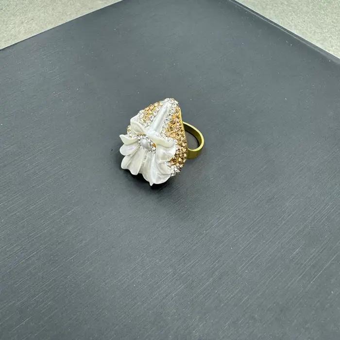 Ensemble de bijoux pour femmes, fleur de lys troisD, coquille naturelle, perles baroques, strass, co