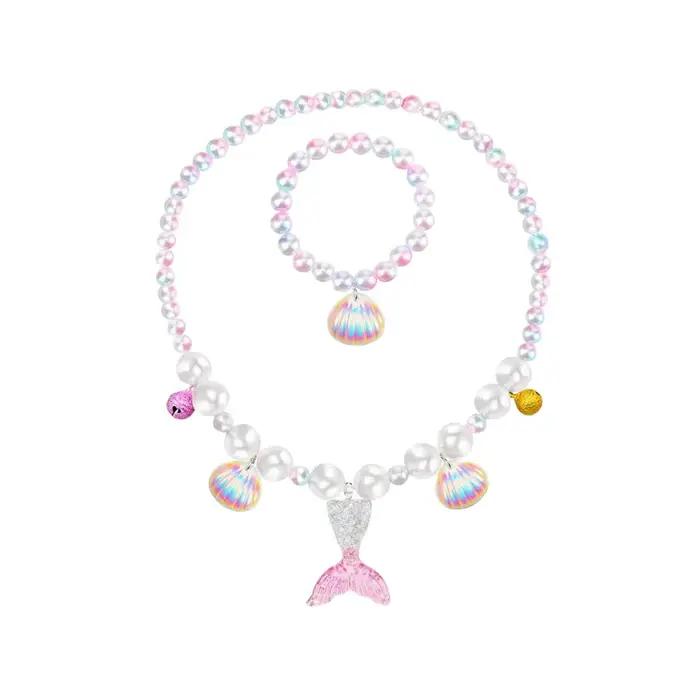Ensemble de collier sirène pour filles bracelet boucles d oreilles forme queue de poisson scintillante bijoux princesse cadeau enfants occasions spéciales
