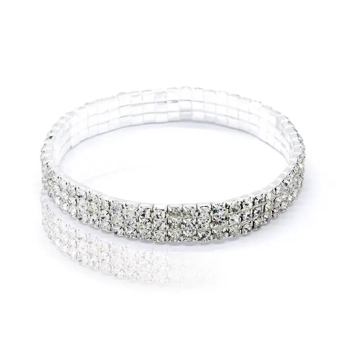 Bracelet de cheville de Tennis en strass pour femmes, chaîne élastique multicouche en cristal sur la jambe, bijoux de plage d'été